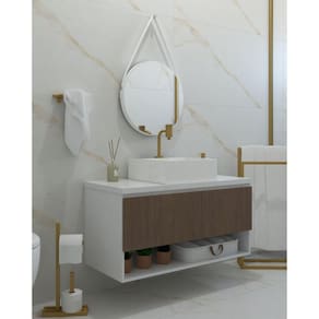 Gabinete de Banheiro Sydney 120cm Venturi Branco/Jequitibá