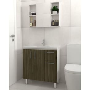 Kit Gabinete de Banheiro Lisboa 80cm Venturi Branco/Versati