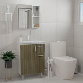 Kit Gabinete de Banheiro Gouda 60cm Venturi Branco/Versati