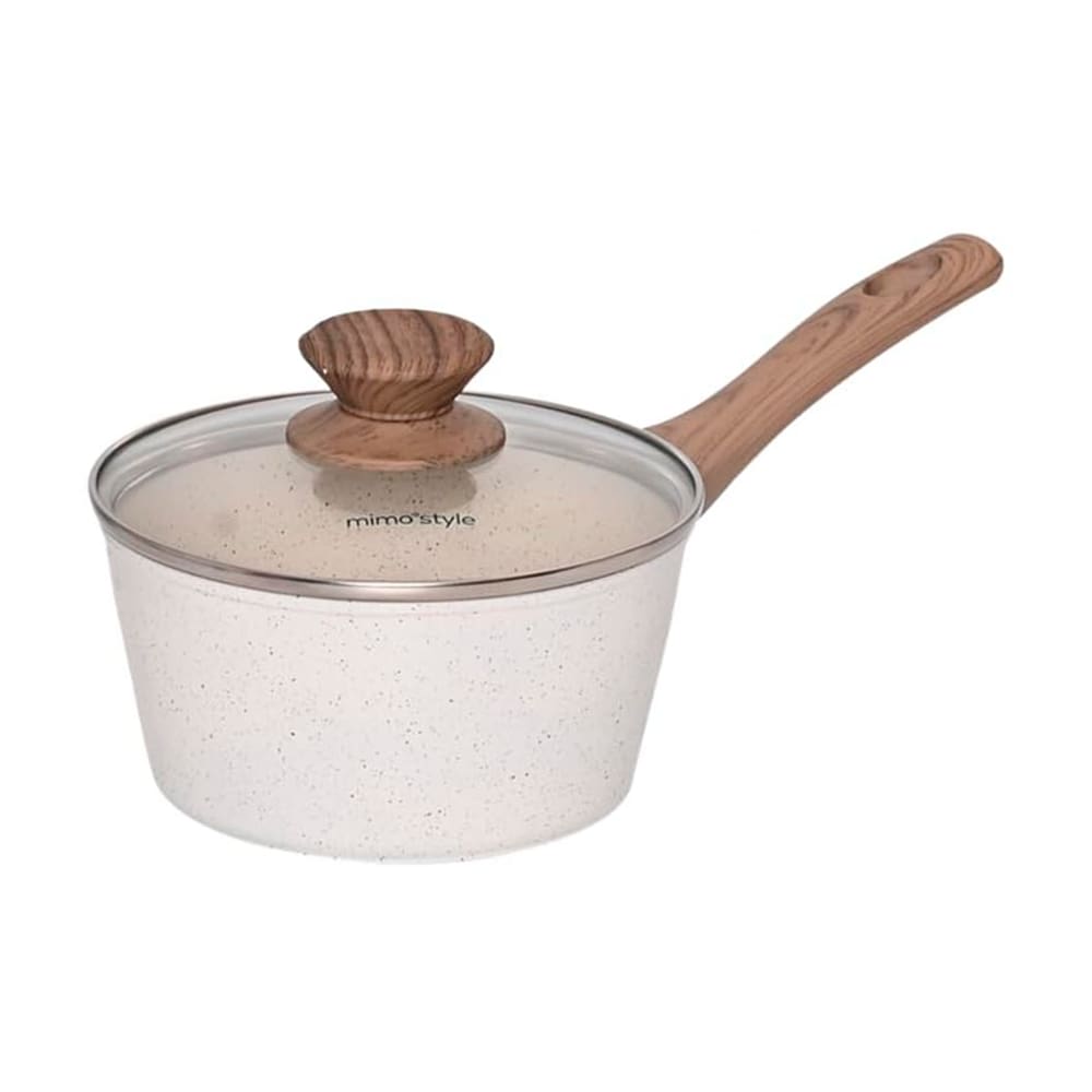 Panela Cerâmica Indução Antiaderente 16cm Mimo Style Marmol Cook 1,3 Litros Com Tampa De Vidro