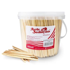 Kit 800 Palitos De Unha Ponta Fina E Chanfrada 13 Cm + Balde