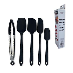 Kit 5 Espátulas Com Pegador De Silicone Para Cozinha