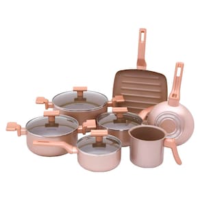 Jogo De Panelas Alumínio Ceramica Antiaderente Mimo Style Conjunto 07 Peças Sartin Cook Champanhe