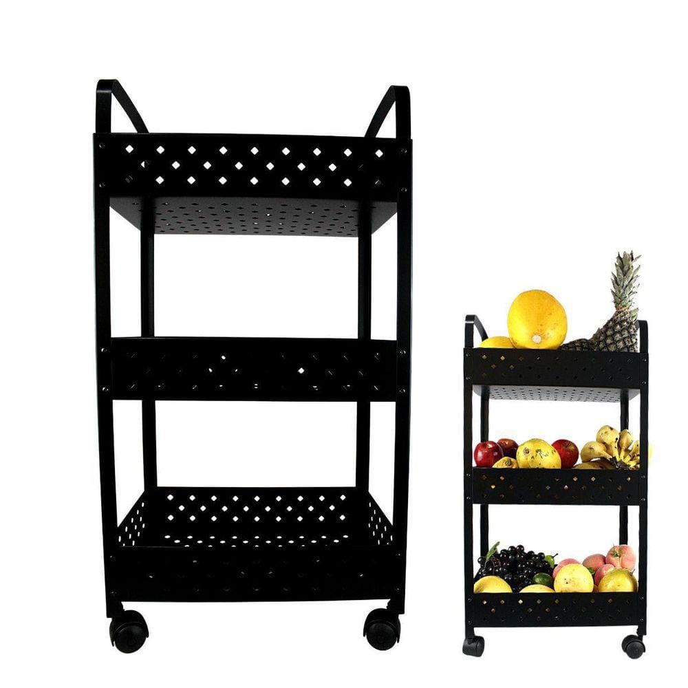Fruteira e Organizador Multiuso Black 3 Andares Mak Inox