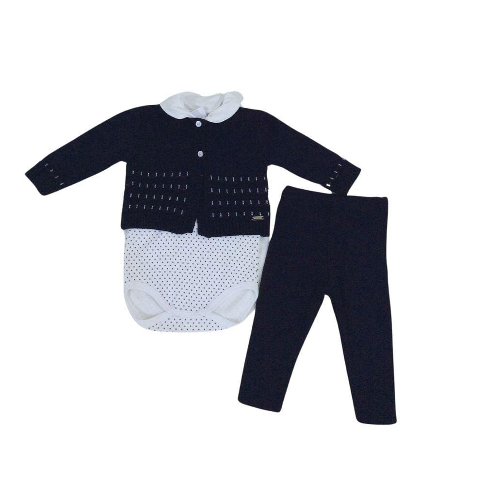 Conjunto Infantil Fem Tricot Norruega Marinho