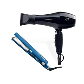 Kit Mq - Secador Cabelo Turbo Black 2500W 220V + Chapinha Prancha Alisadora Titanium Blue 450°
