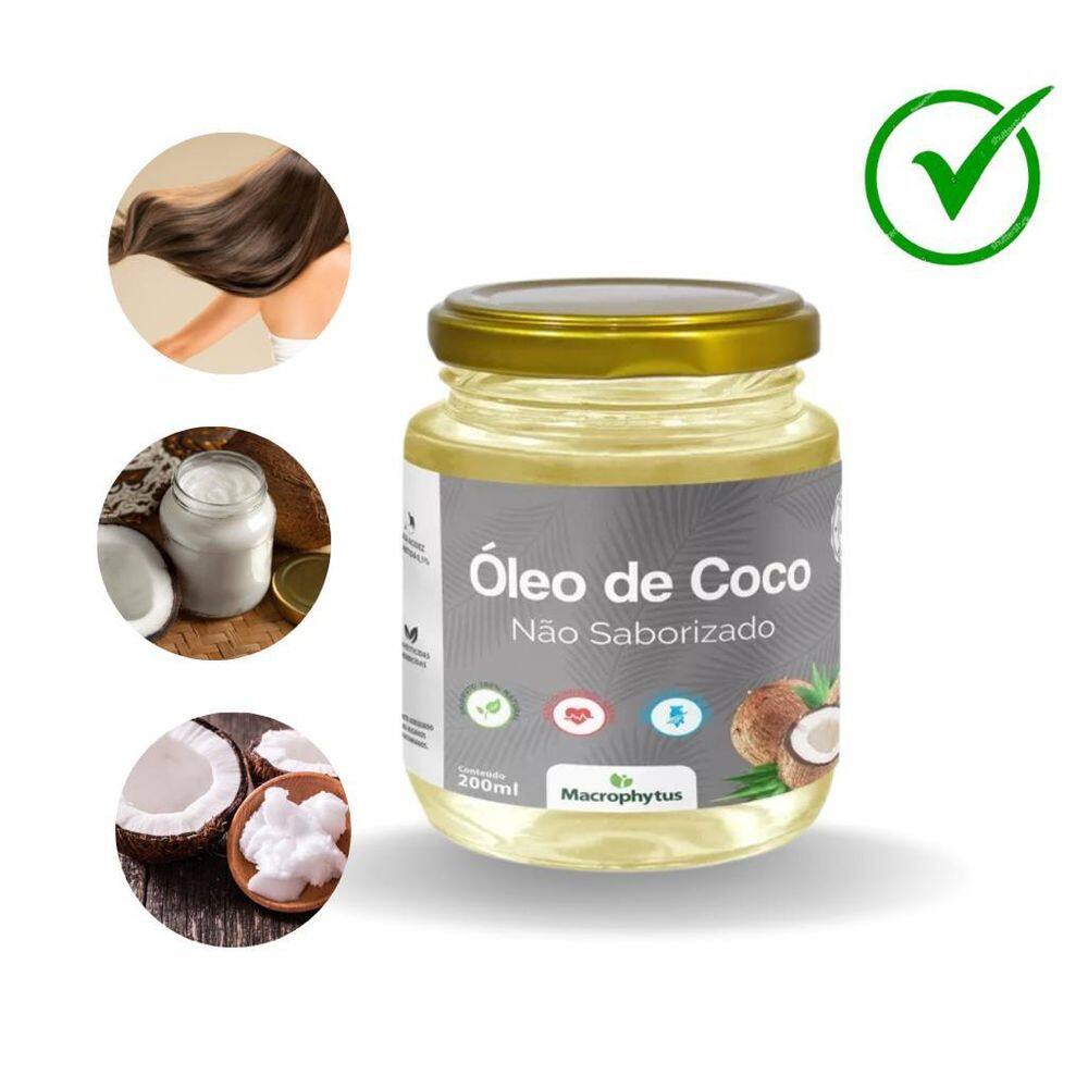 Óleo de coco Sem Sabor (Sem cheiro) Vidro 200 ml - Macrophytus