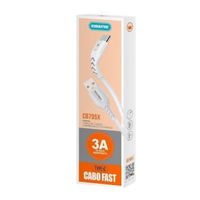 Cabo De Dados Kimaster Type-c 1 Metro 3.0a Carrega Rápido
