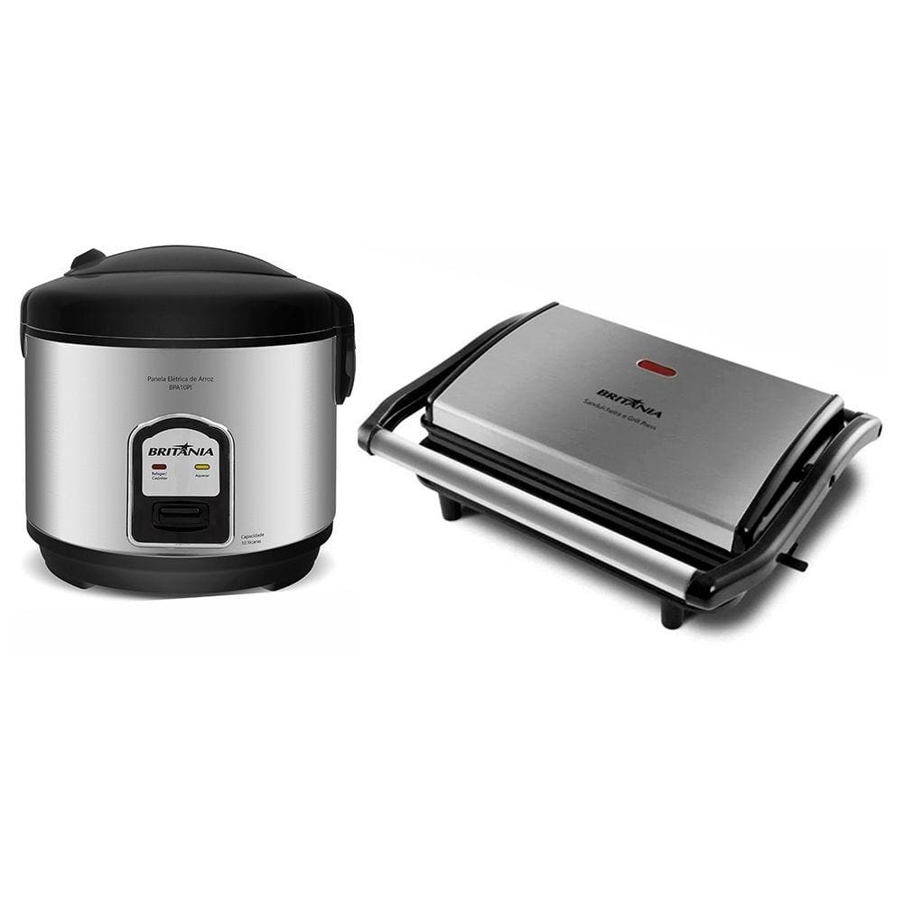 Kit Panela Elétrica e Sanduicheira e Grill Britânia Press 2 em 1 220V
