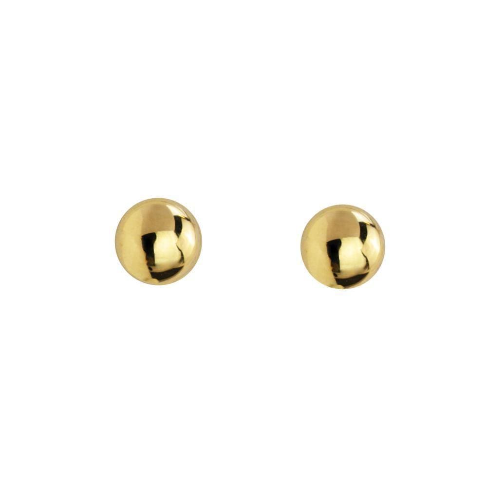 Brinco 5 Mm Chapa Lisa Redonda Em Ouro 18K