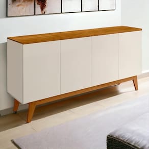 Buffet Ares Lux 04 Portas Off White e Nature Tebarrot