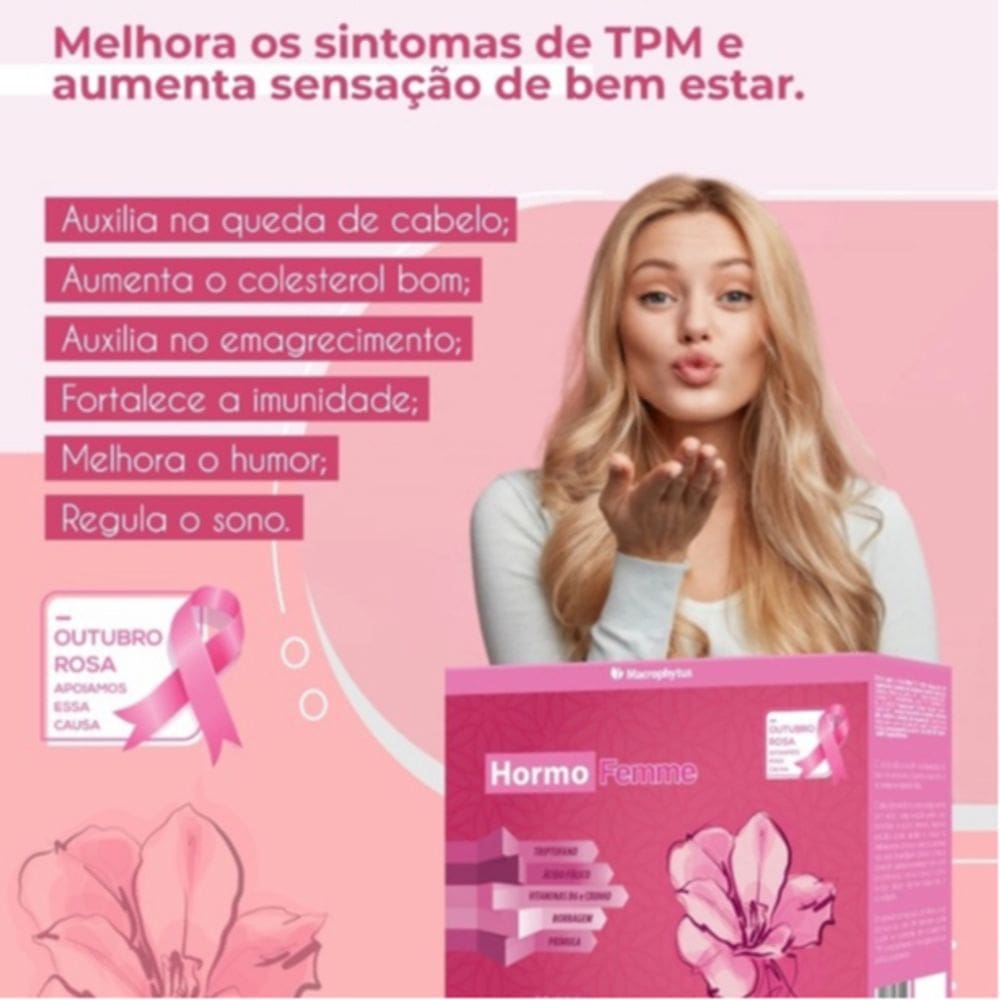 Hormo femme (Borragem, Prímula, Triptofano) 1200mg 60 Cápsulas - Macrophytus