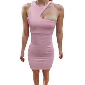 Vestido Feminino Cropped no pescoço Canelado Sem bojo