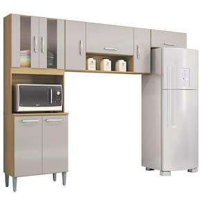 Cozinha Compacta 8 Portas 244 cm 506 Damasco Off White POQQ