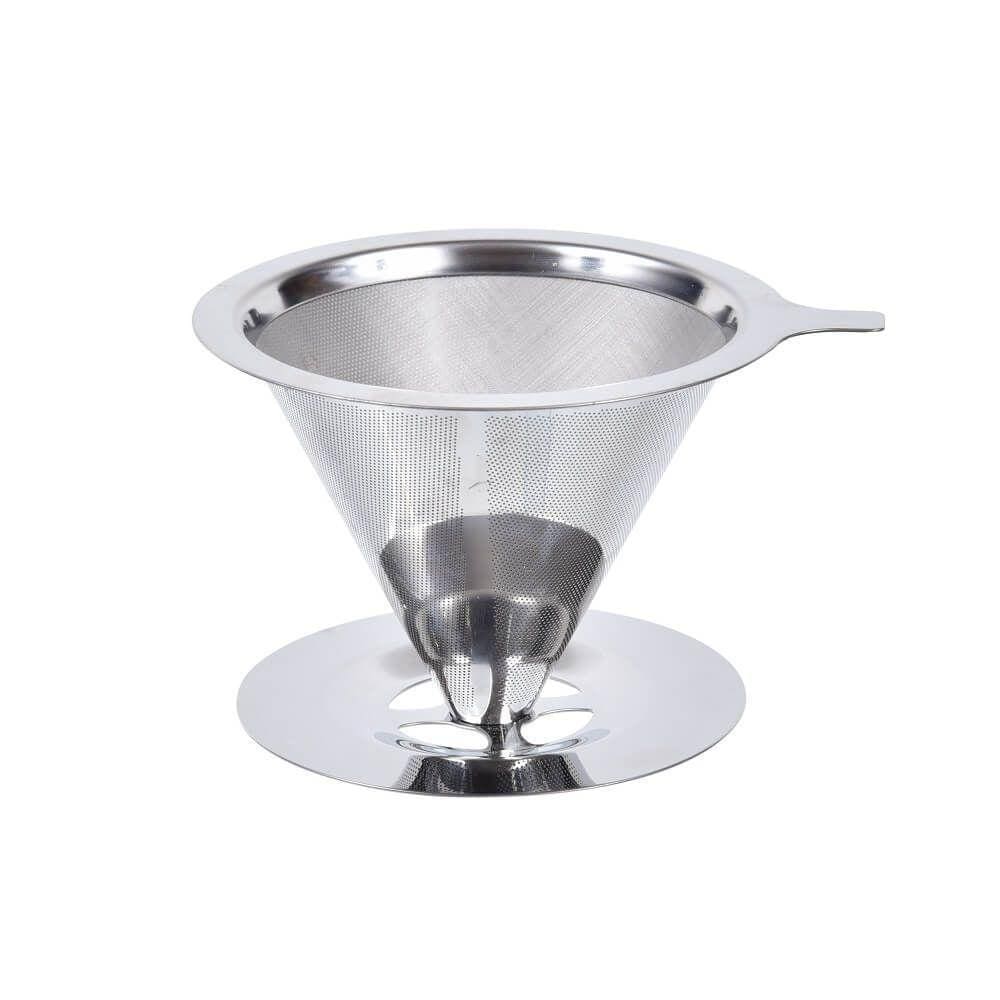 Filtro Para Café Reutilizável Em Inox 8x11,5x13,5cm Mimo Style Prata