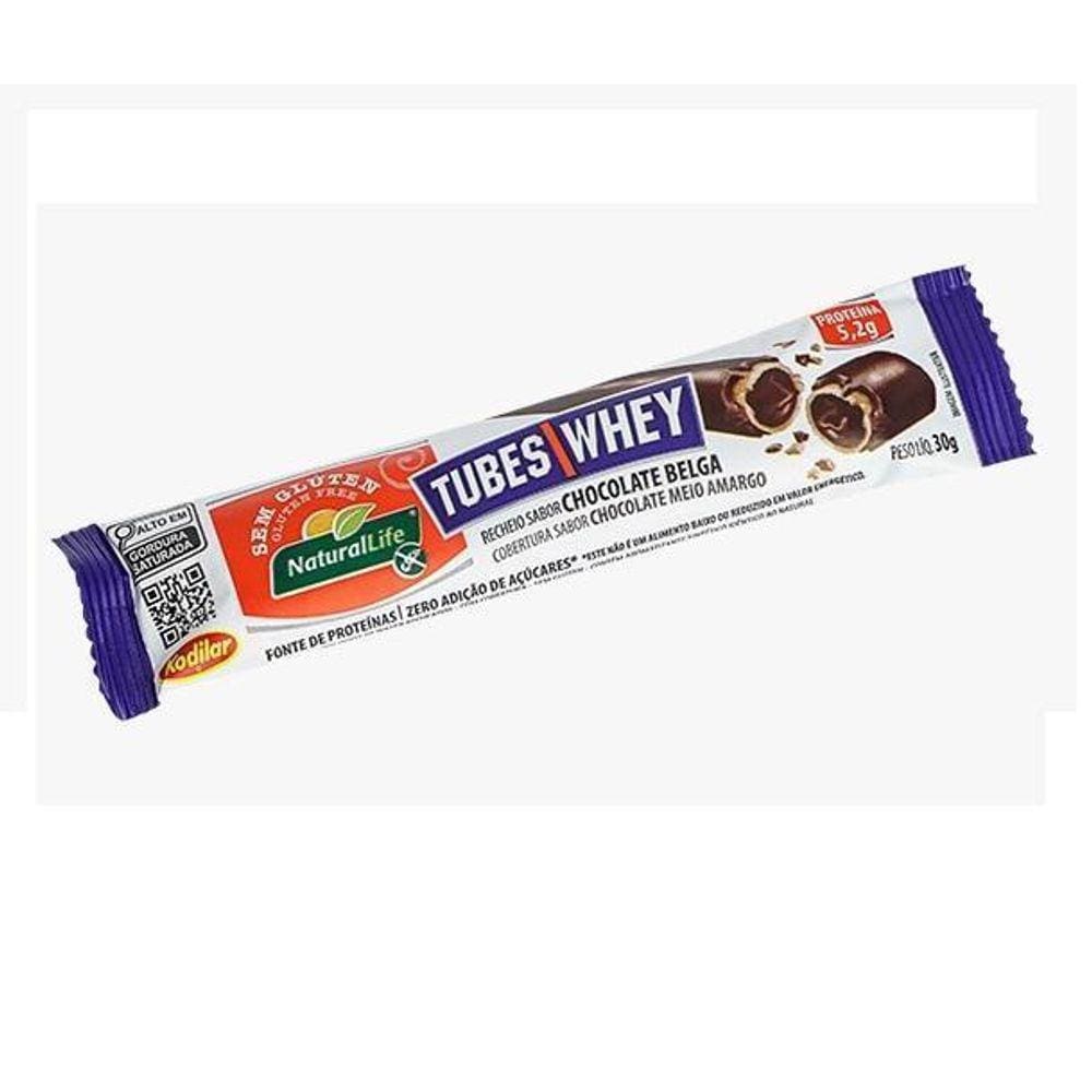 Tubes Whey Chocolate Belga, Chocolate Meio Amargo 12X30G