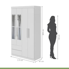 Guarda-Roupa Lopas Zeus Com Espelho 4 Portas 2 Gavetas