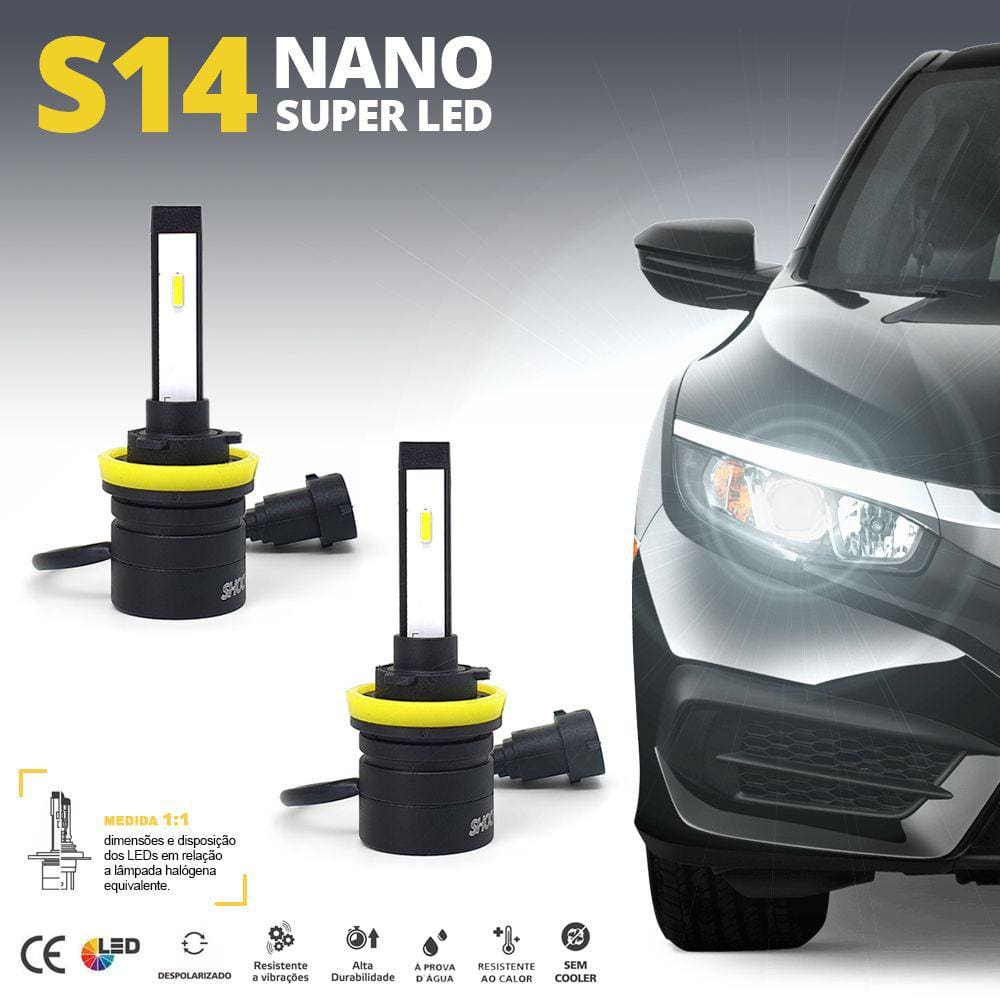 Par Lâmpadas H11 Farol Milha BMW 118i 2009 2010 2011 2012 2013 Super Led Mini Nano 6000k Sem Adaptar Furar Tampa Shocklight S14