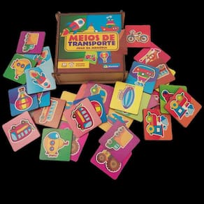 Jogo Da Memória Meios De Transporte 30 Pç Madeira Cx C Tampa