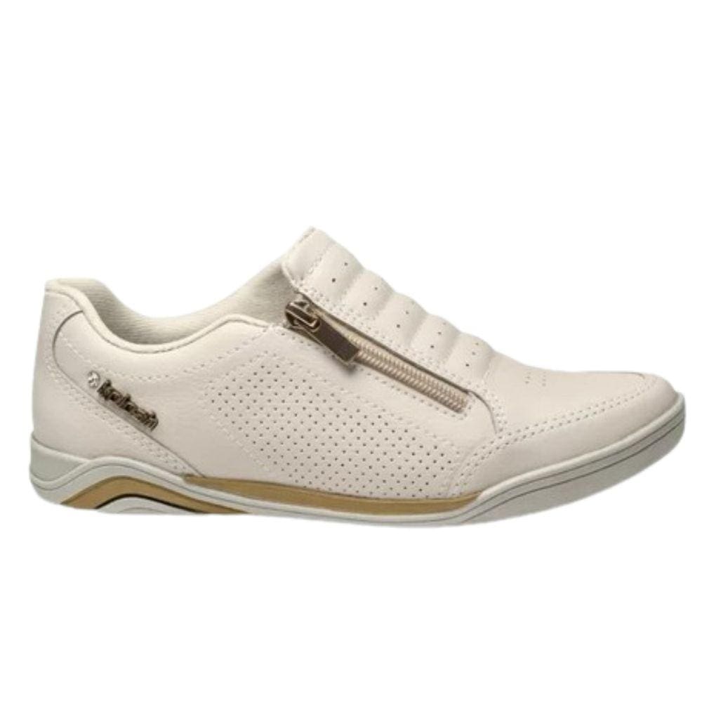 Tênis Kolosh Feminino Calce Fácil Slip-On Zíper Off-White