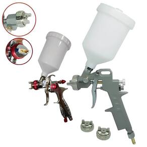 Kit 2 Pistolas de Pintura Gravidade Bico 1.8, 1.5, 1.3 e 1.2mm 600ML EVALD