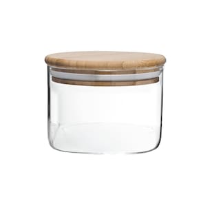 Pote Hermético Vidro Boro c/ Tampa de Bambu 370ml Mimo Style