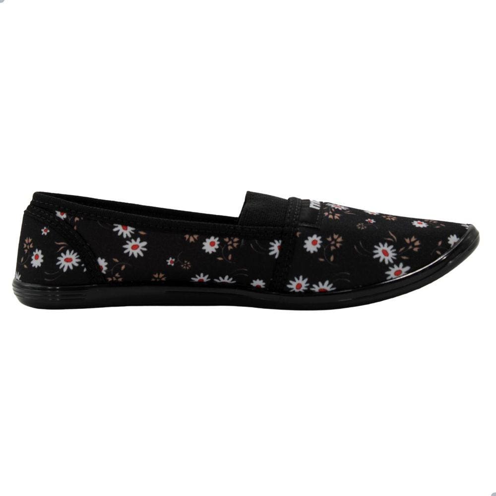 Sapatilha Moleca Brim Flores Preto