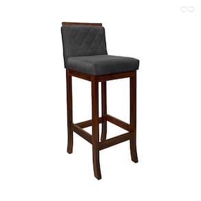 Banqueta Média em Madeira Castanho Nice Matelassê Suede Cinza CCS