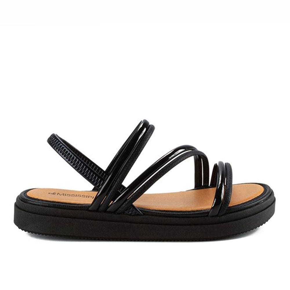 Sandália Mississipi Feminina Flatform Preto Elástico Conforto