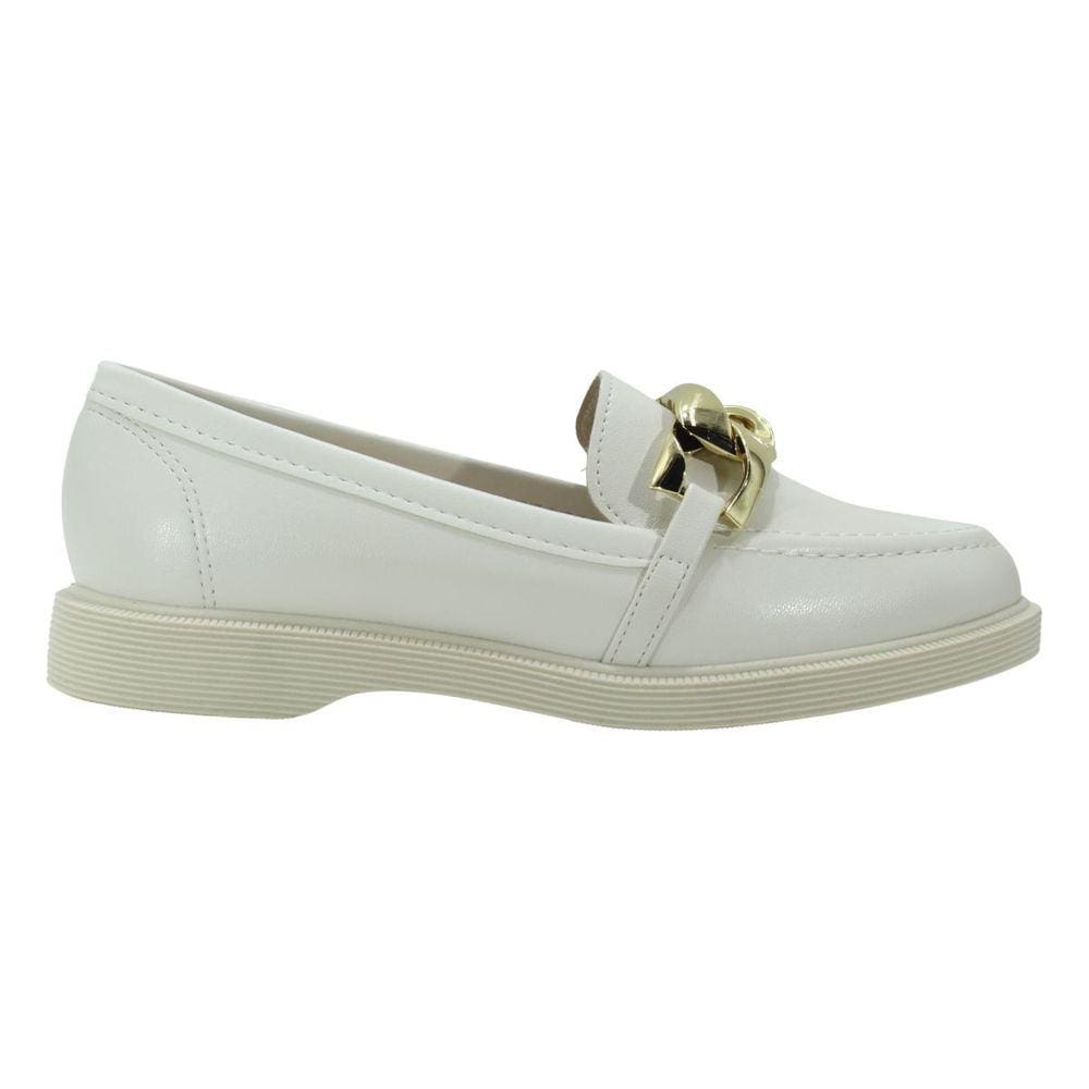 Mocassim Moleca Napa Turim Branco/Dourado