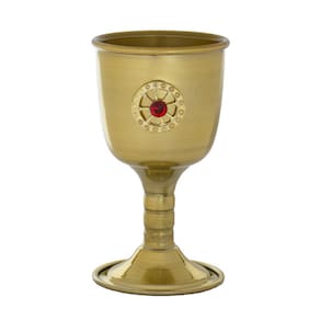 Cálice Ritual Roda Cigana Dourada em Alumínio 14 cm 200 ml