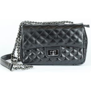 Bolsa Social Feminina Matelasse Couro Preto Onix