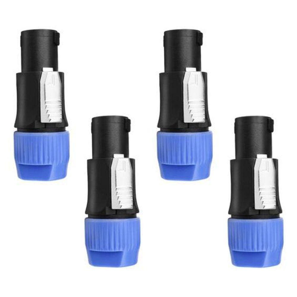 4 Conector Speakon Macho Linha 4 Vias Resistente Com Trava