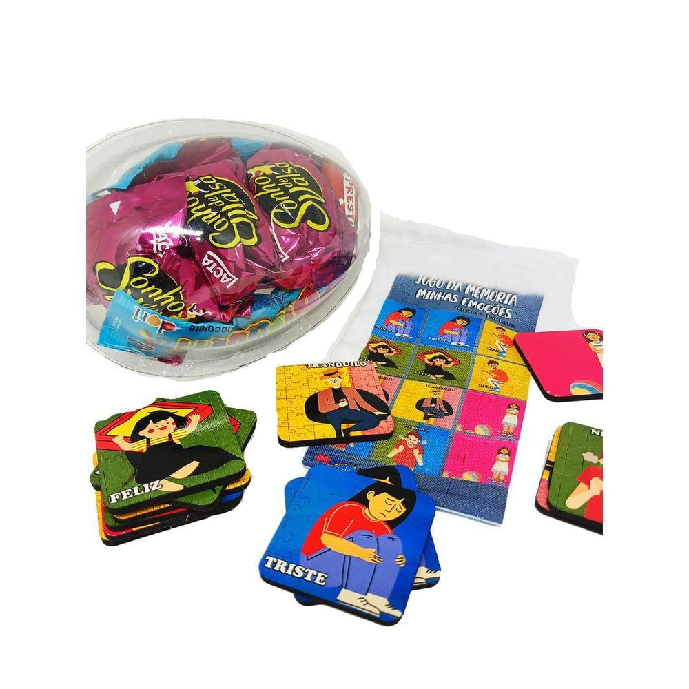 Páscoa Autistas Jogo Da Memória Emoções 6 Pares + Chocolates