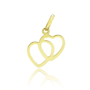 Pingente Coração Duplo Vazado 1,7 Cm Em Ouro 18K