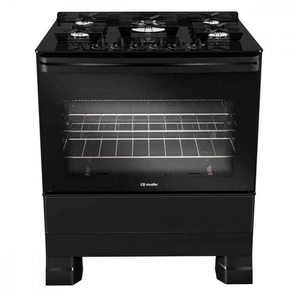 imagem-Fogão Mueller 5 Bocas Com Mesa De Vidro E Grades De Ferro - Bivolt