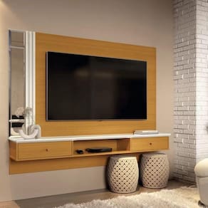 Painel Arezzo Espelho Com Bisotê Cedro Off White EDN Cedro Off White