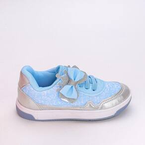 Tênis Infantil Casual Kidy Laço Princesa Coroa Prata Azul