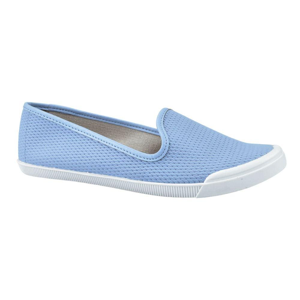 Tenis Moleca Sapatilha Napa Tresse Santorini Jeans Azul Claro Feminino Conforto