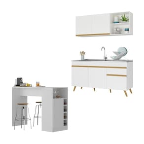 Armário Cozinha Compacta Multimóveis Mp2200 Branco/dourado
