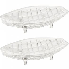 2 Centros de Mesa Cristal Deli Lyor 26x14x5,5cm Fruteira Decorativo Sala Jantar