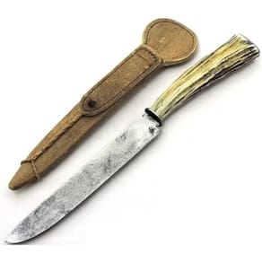 Faca Antiga Aço Carbono Cabo Cervo Lâm 14 cm.