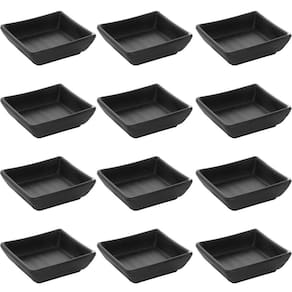 Kit 12 Molheiras para Shoyu 40ml Ramekins Melamina 7x7x2cm Pretos Tóquio Lyor Quadrados