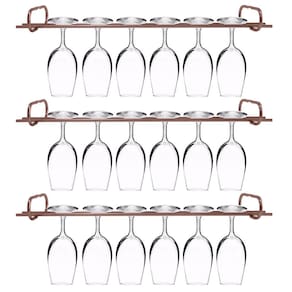 Conjunto 3 Organizadores Porta Taças 42cm Suportes Suspensos Para Taças Rose Gold