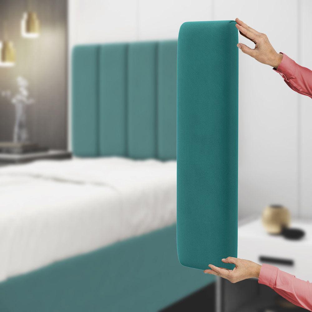 Painel Modulado Nashira 60x20 Cm / Z-016 Sued Azul Turquesa