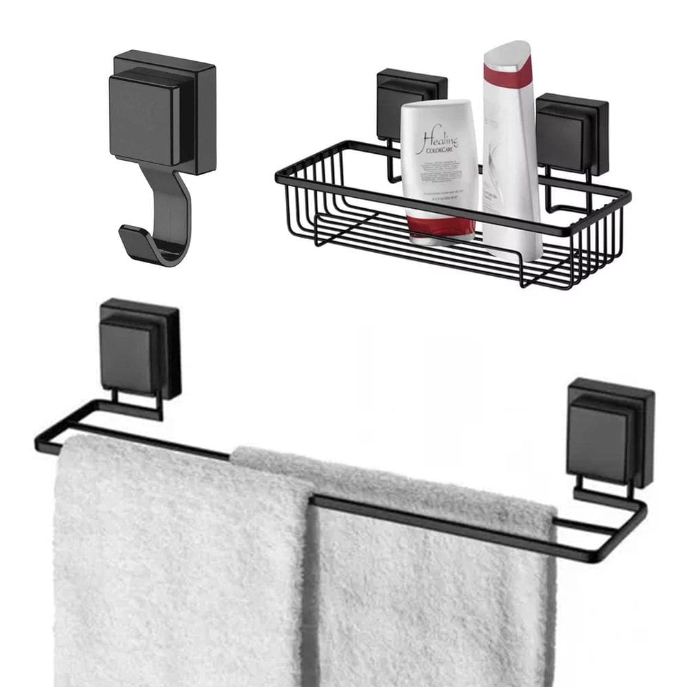 Kit De Acessórios Para Banheiro Fixação Por Ventosa