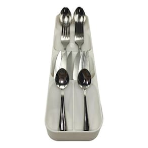 Kit Talheres Inox 24 Pçs + Organizador De Talheres - Branco
