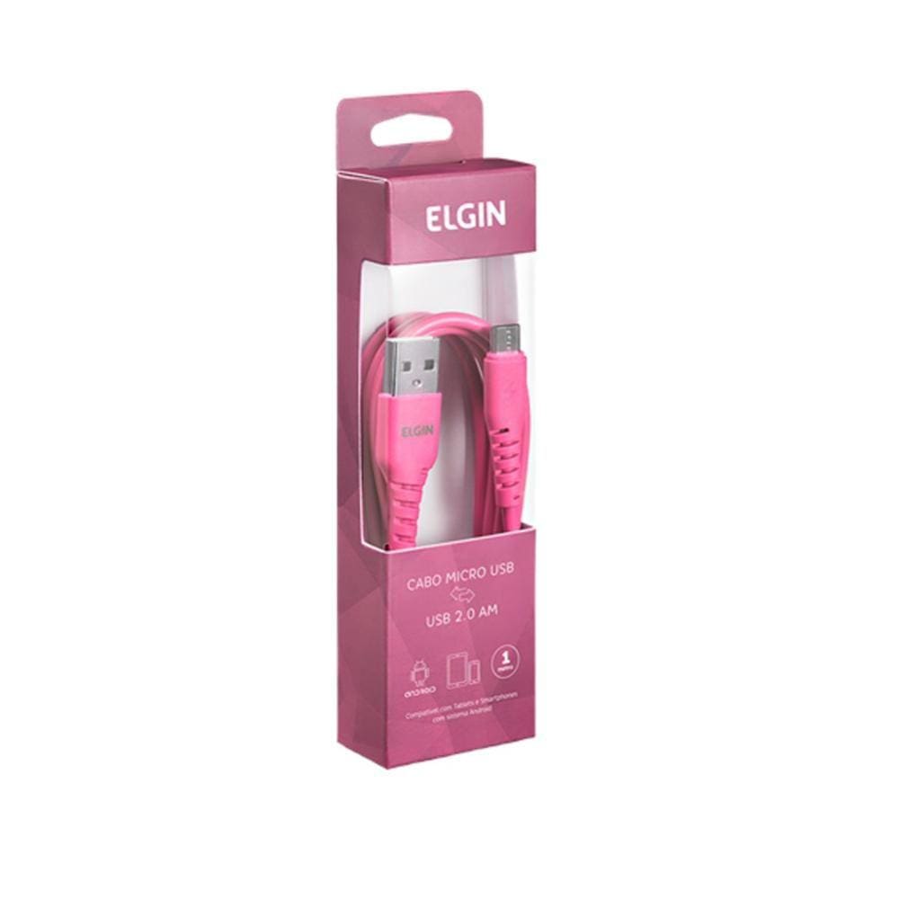Cabo USB Elgin 2.0 AM Tipo C 1 Metro Rosa