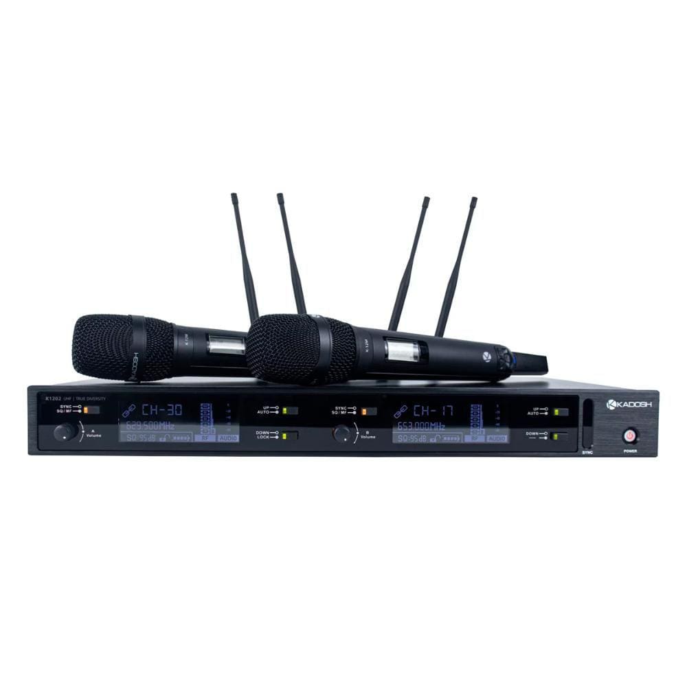 Microfone Sem Fio 2 Canais Hipercardióide UHF Kadosh K1202M
