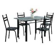 Conjunto De Mesa Itália Com 4 Cadeiras 1,20m Preto / Floral Granito Artefamol
